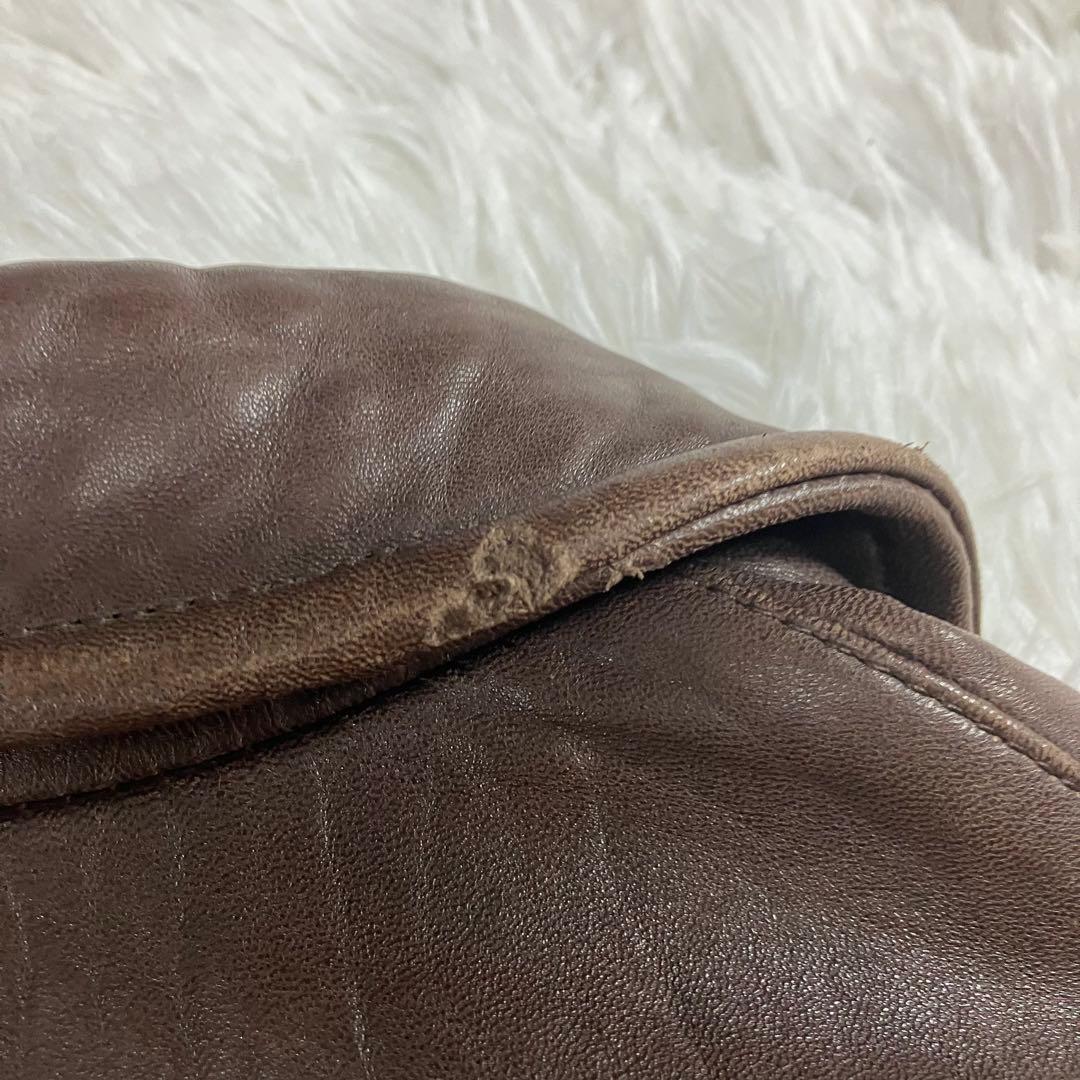 オールド ラムレザー 短丈ジャケット メンズ ブラウンL 古着 羊革 90s