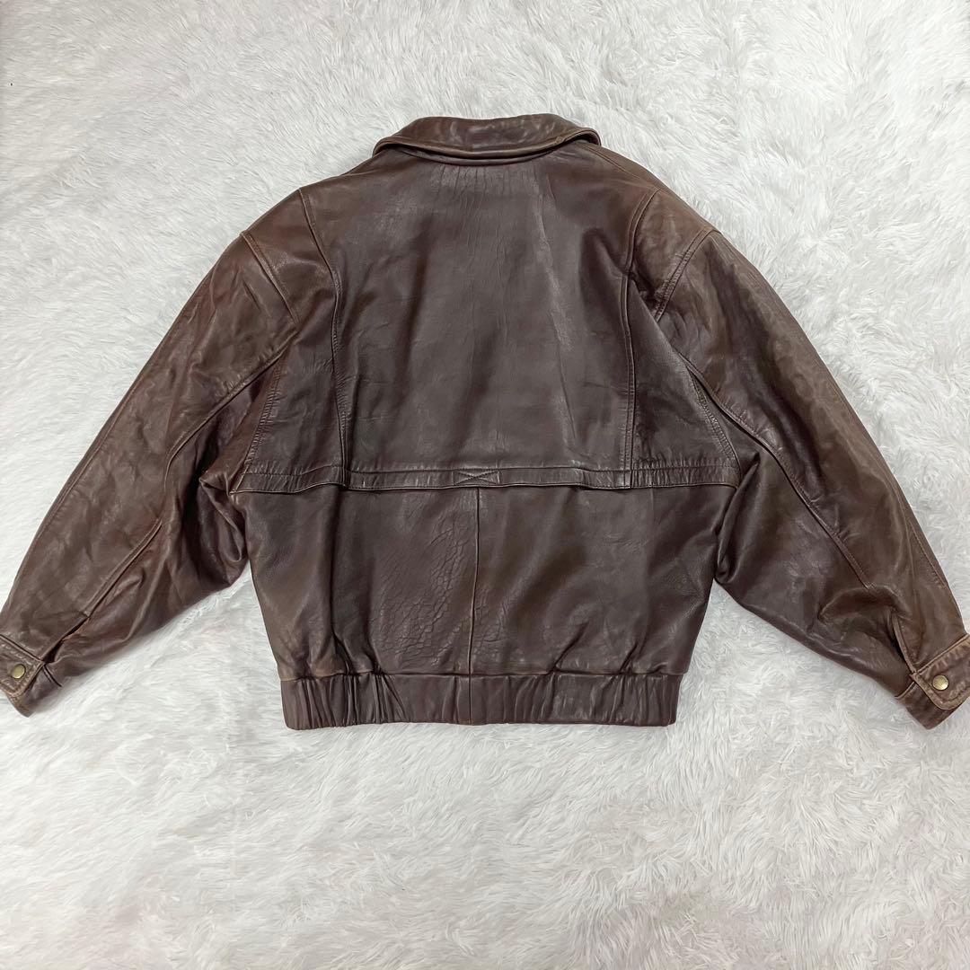 オールド ラムレザー 短丈ジャケット メンズ ブラウンL 古着 羊革 90s