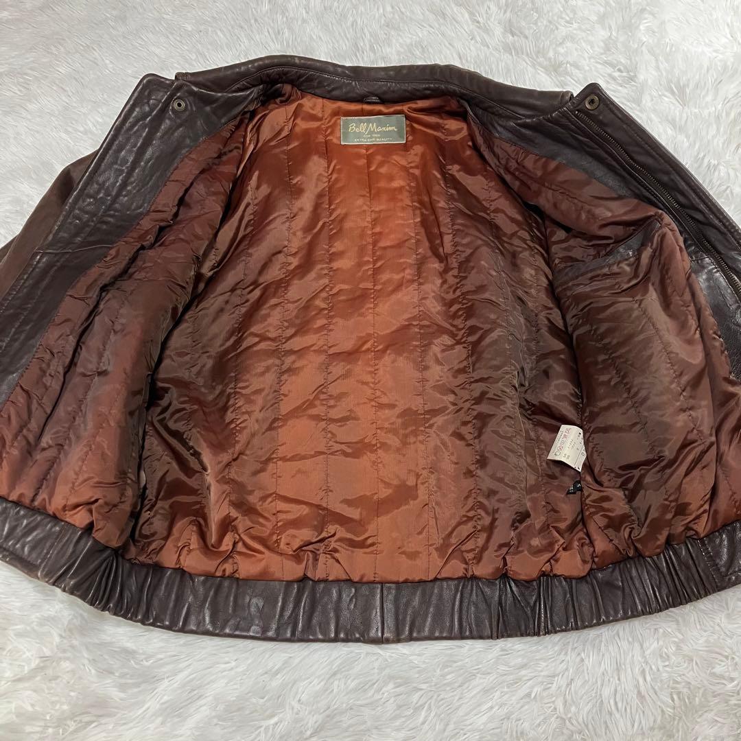 オールド ラムレザー 短丈ジャケット メンズ ブラウンL 古着 羊革 90s