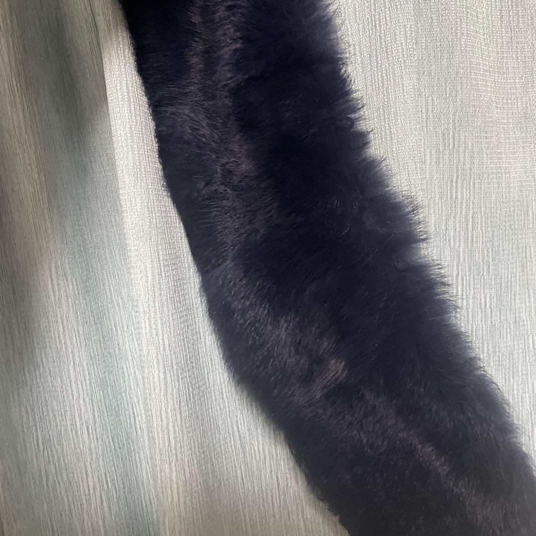 ジョンローレンスサリバン レザーブルゾン S ネイビー ファー付き