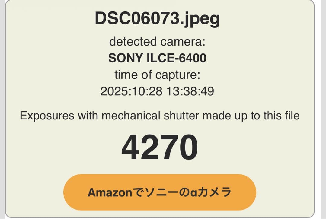 Sony α6400 ミラーレス一眼 本体のみ　シャッター数4270