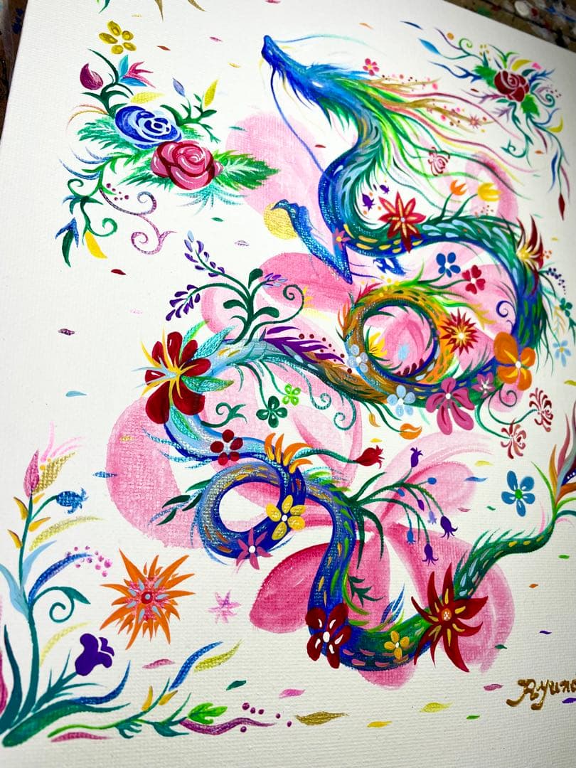 幻の花龍 ③ アクリル画 開運絵画 龍神 龍ノツカイ