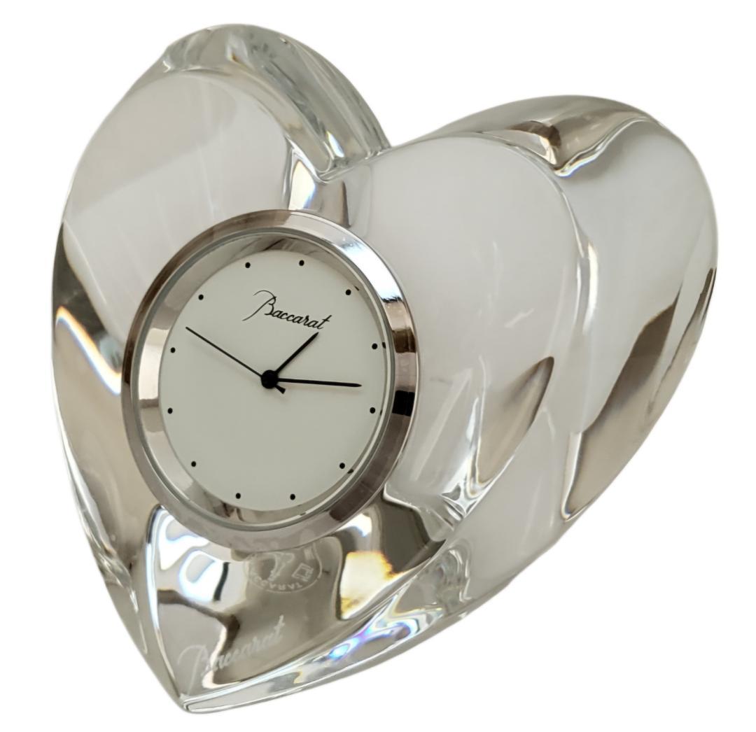 ☆美品 Baccarat / バカラ ハート型 置き時計 稼働品 約369g!!