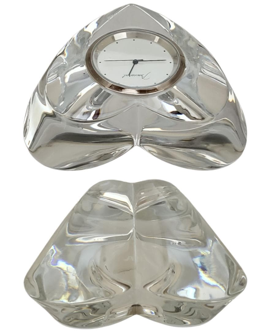 ☆美品 Baccarat / バカラ ハート型 置き時計 稼働品 約369g!!