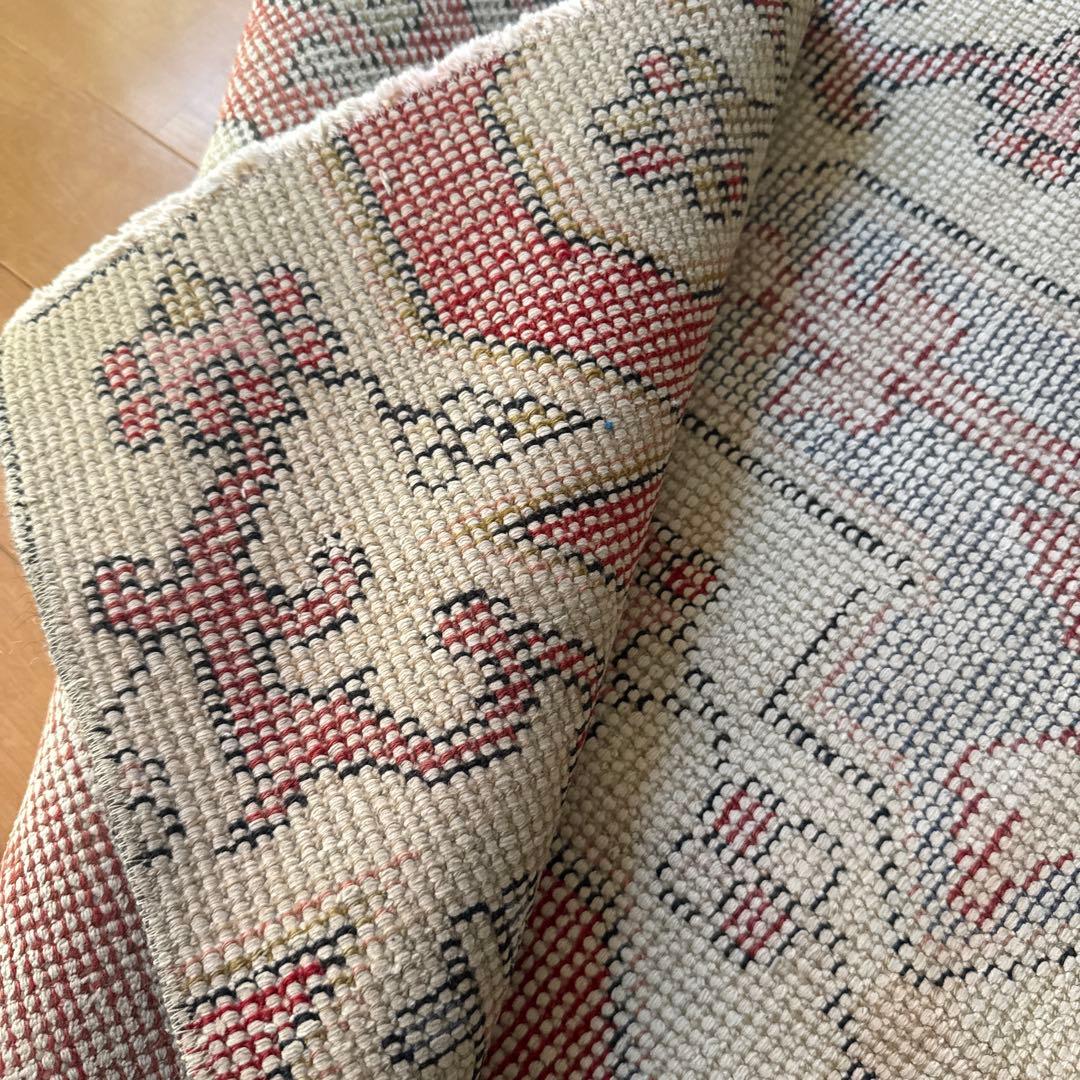 94×180 リバーシブル　擦れシャビーなメダリオン　トルコヴィンテージラグ