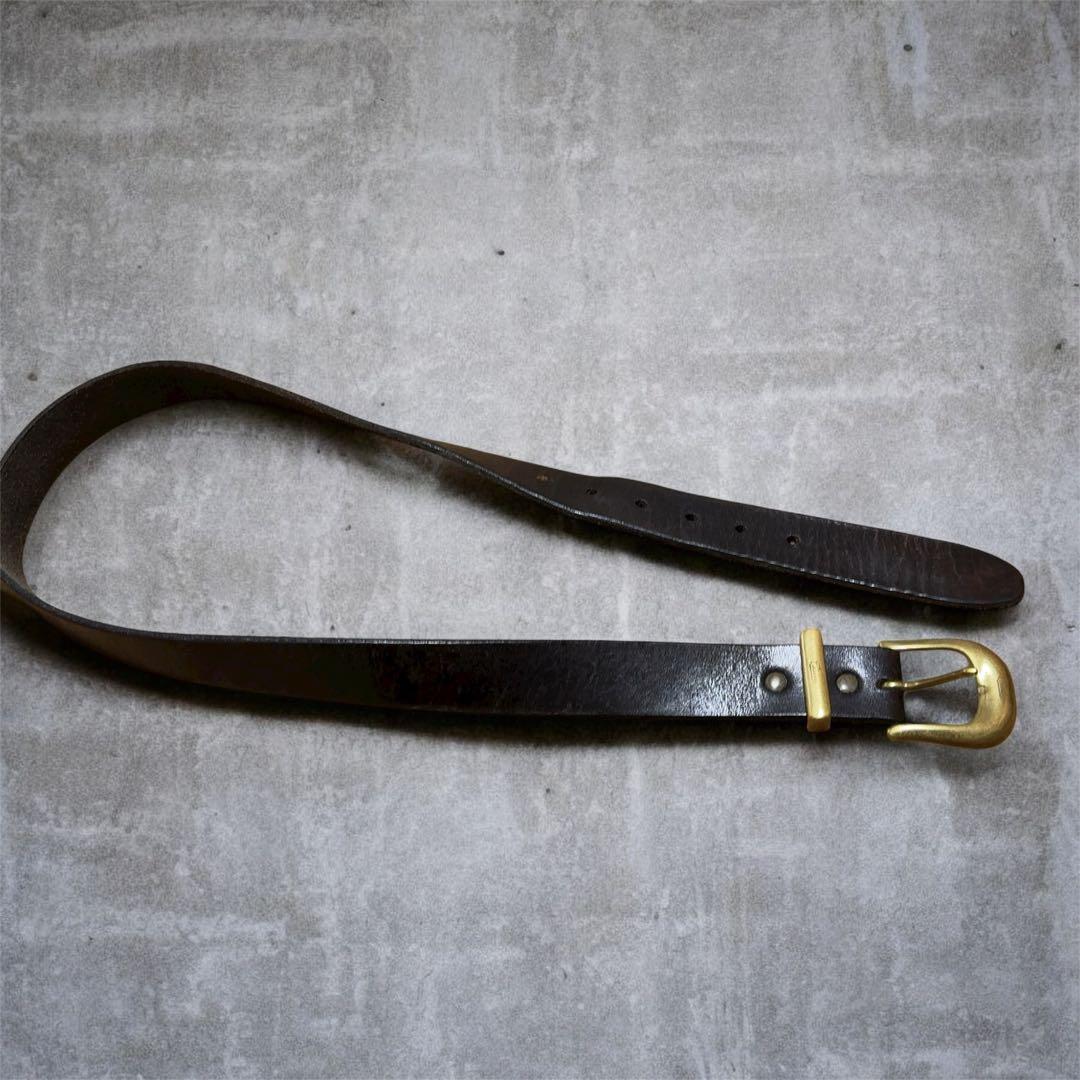 【希少】キャリー　レザー　ベルト　プレーン　金　ゴールド　カウハイド