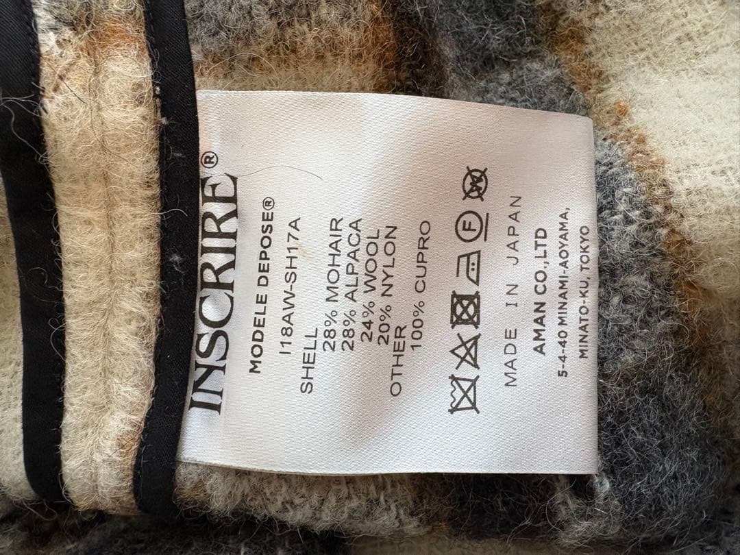 INSCRIRE シャギーチェックオーバーシャツ