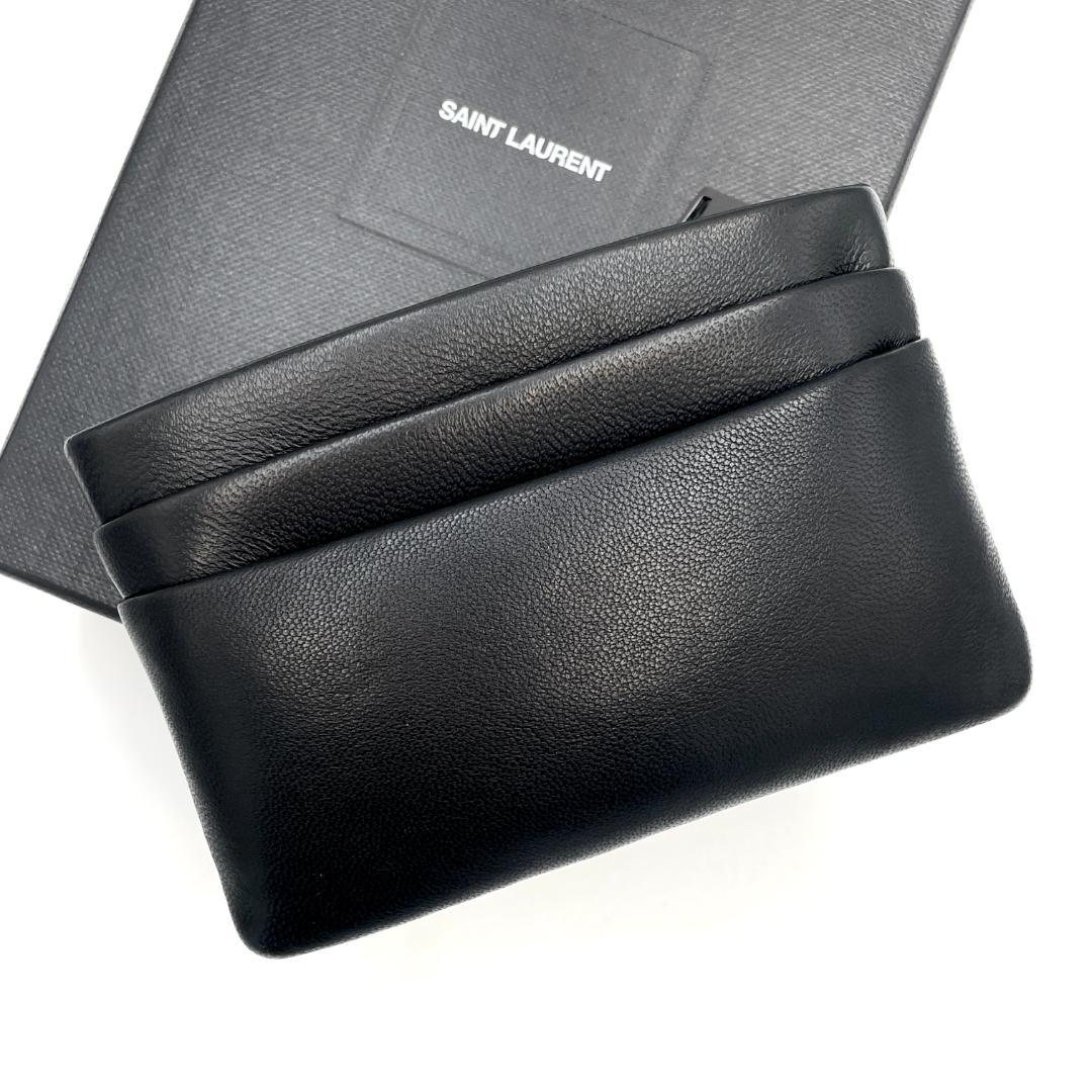 サンローラン ケース カードケース ラムスキン 黒 ブラック1495
