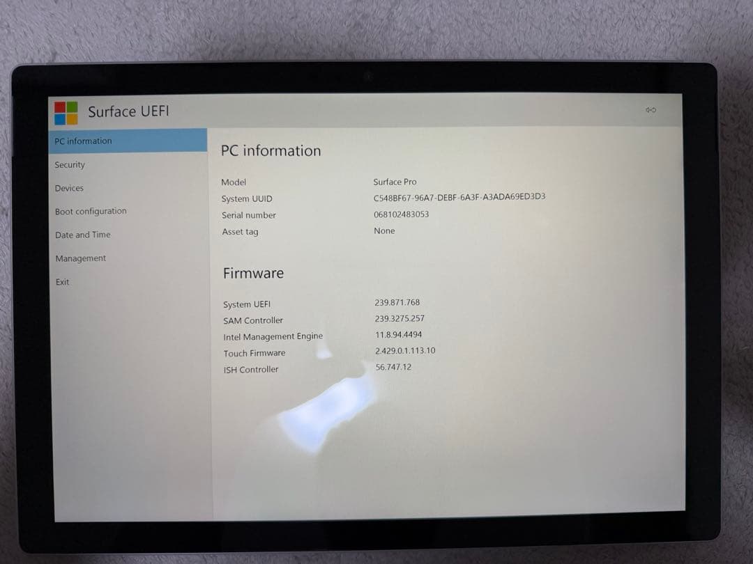 Microsoft surface pro 5 中古