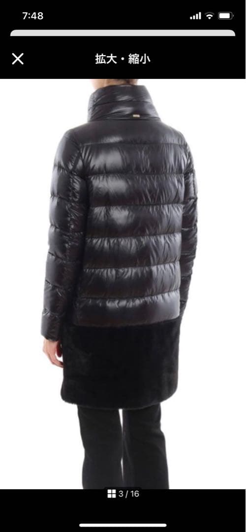 Herno ブラック エコファーダウンジャケット40