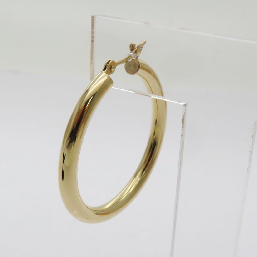 K18YG 18金 フープピアス 幅3mm 外径30mm イエローゴールド　片耳