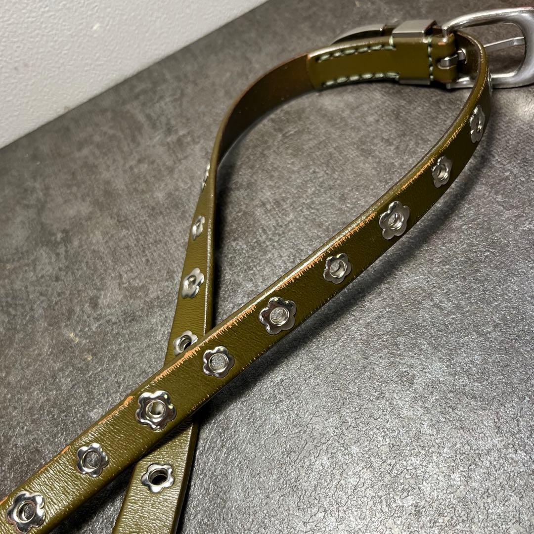 小物 OUR LEGACY 2CM FLOWERS ON green LEATHER