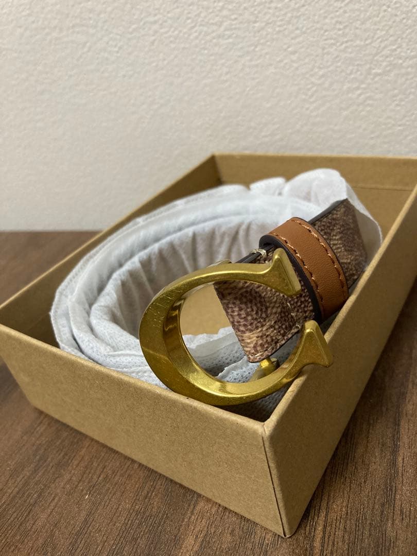 【新品】コーチ　ブラウン C型バックル ベルト