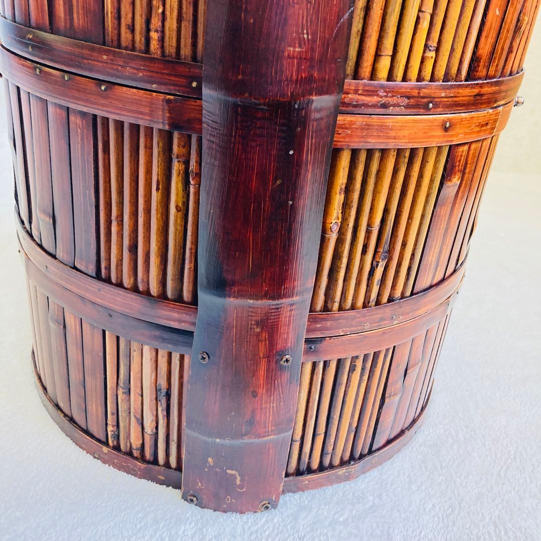 竹編み籠☆特大★茶籠☆煎茶 飾り 堤藍 三段籠 中国 農具　 　自然竹バスケット