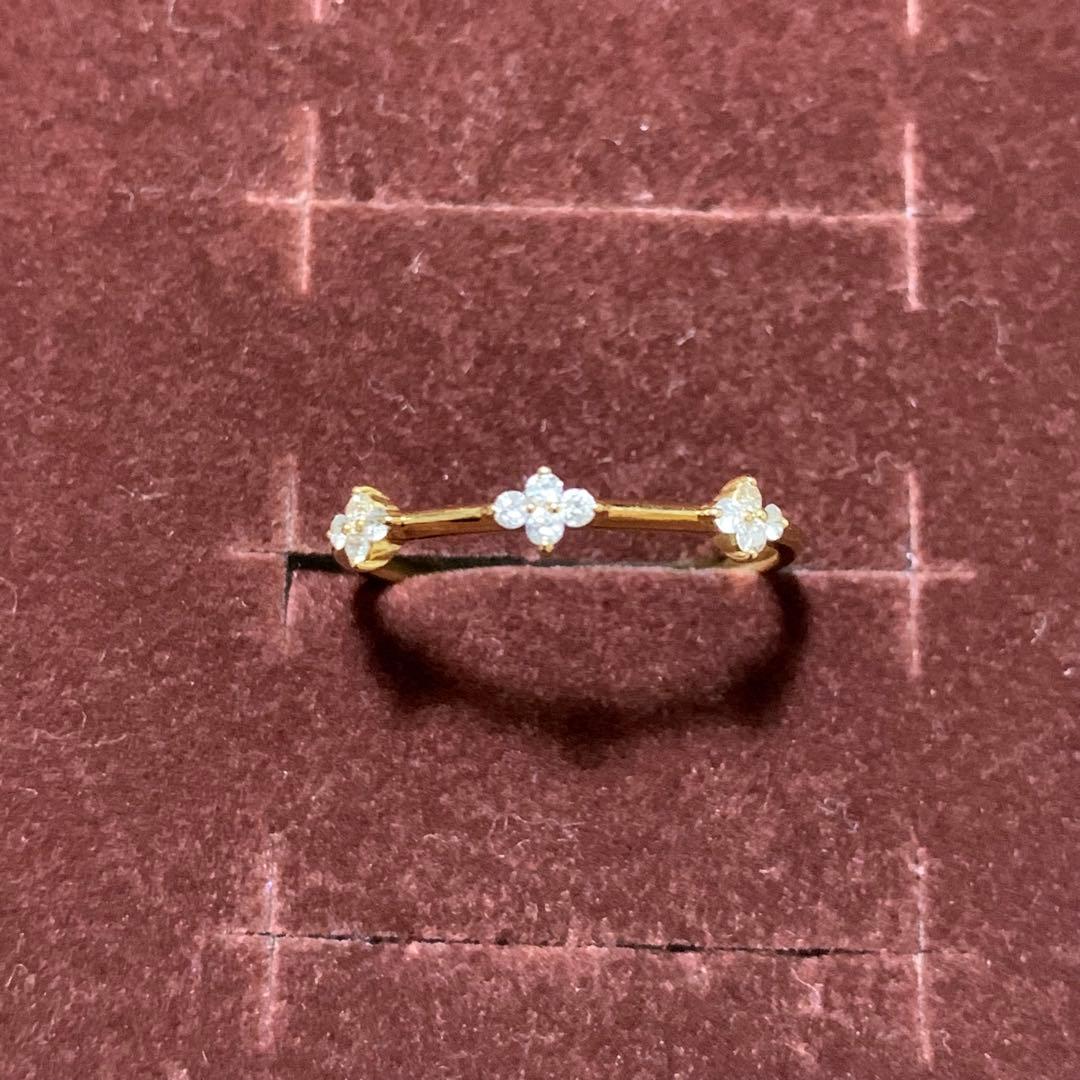 【大人気】ジュエリーツツミ　k18 フラワー ダイヤモンド リング　サイズ9号