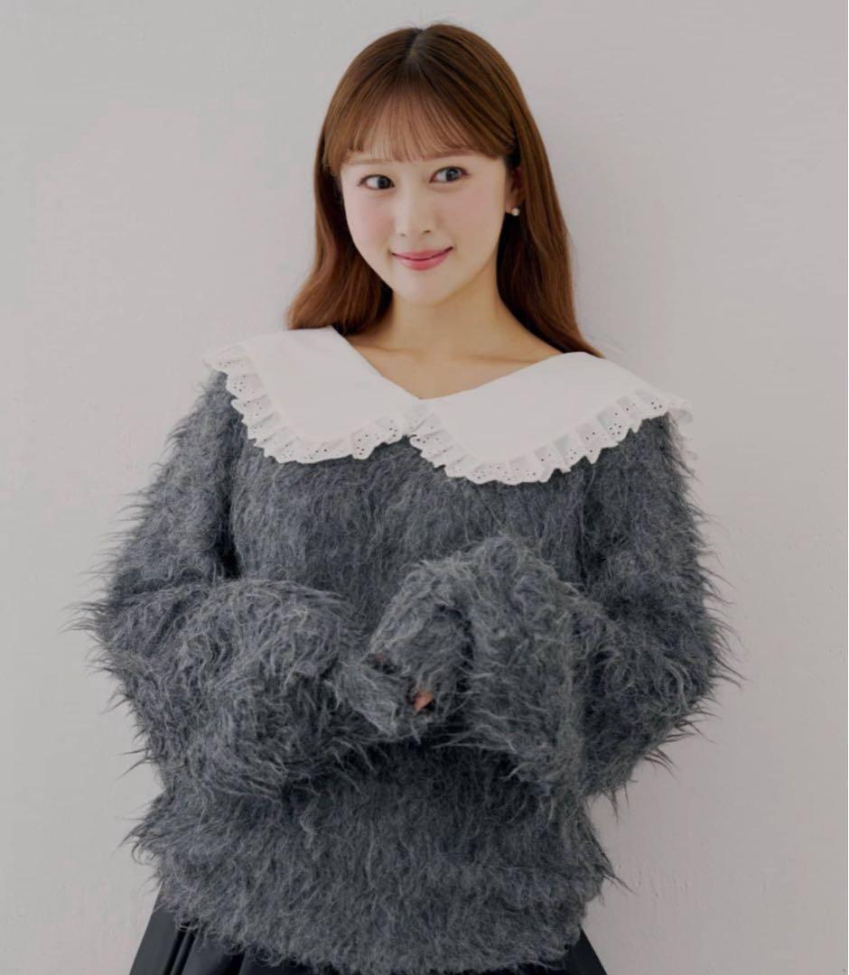 Chico セーラー襟付きシャギールーズニット namiコラボ