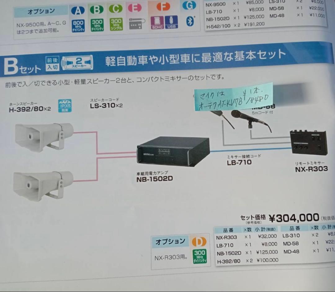 ヨッシー様ユニペックスアンプ1502Ｄ150ｗスピーカー392.８０ｗ2本マイク
