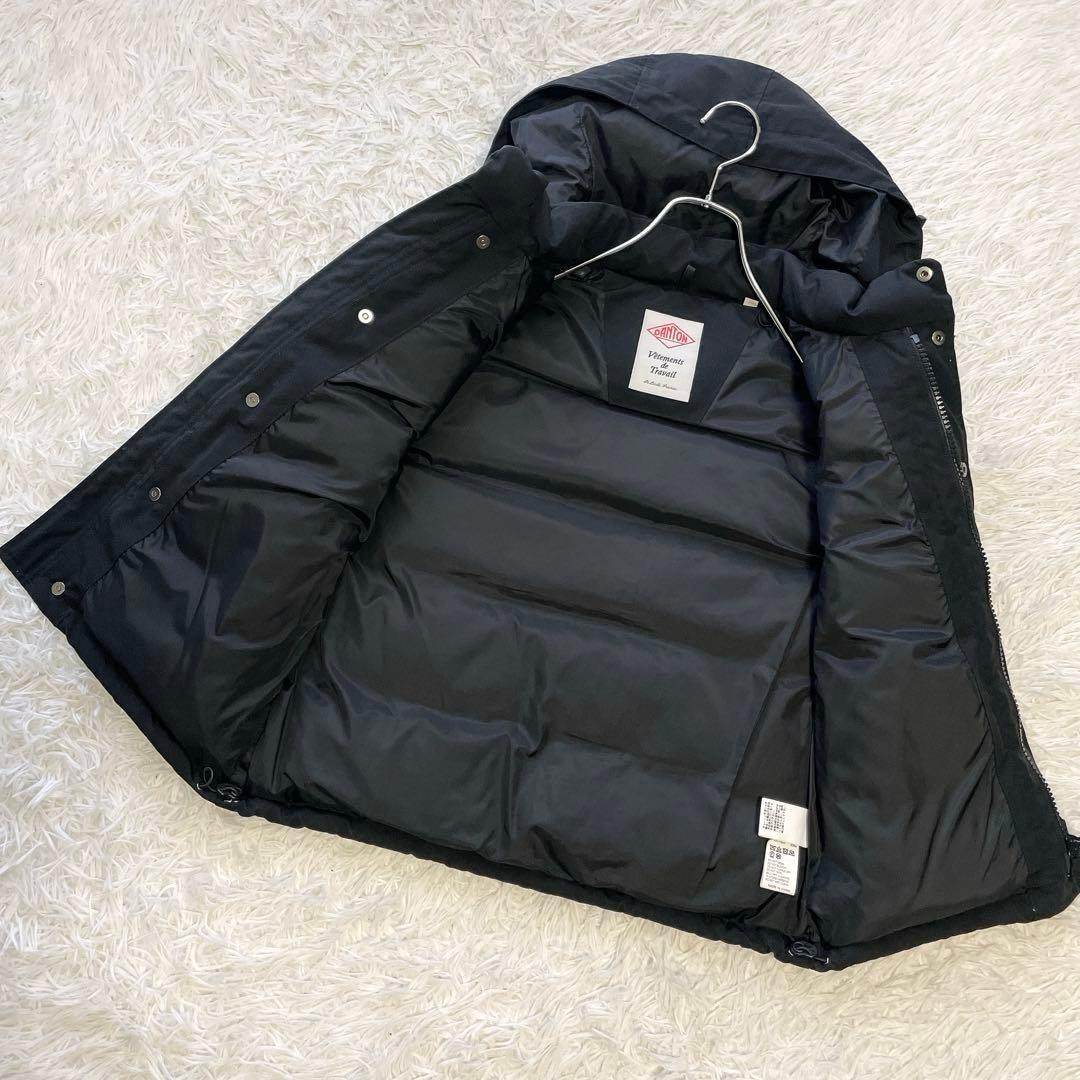 DANTON ダントン ダウンベスト フード ダブルジップ ブラック 36