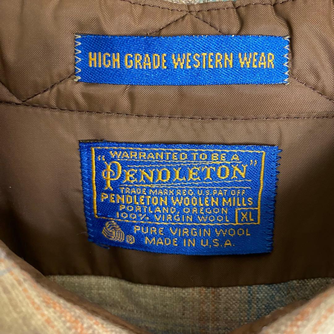 70s ペンドルトン ウエスタンシャツ オンブレチェック ブルーベージュ