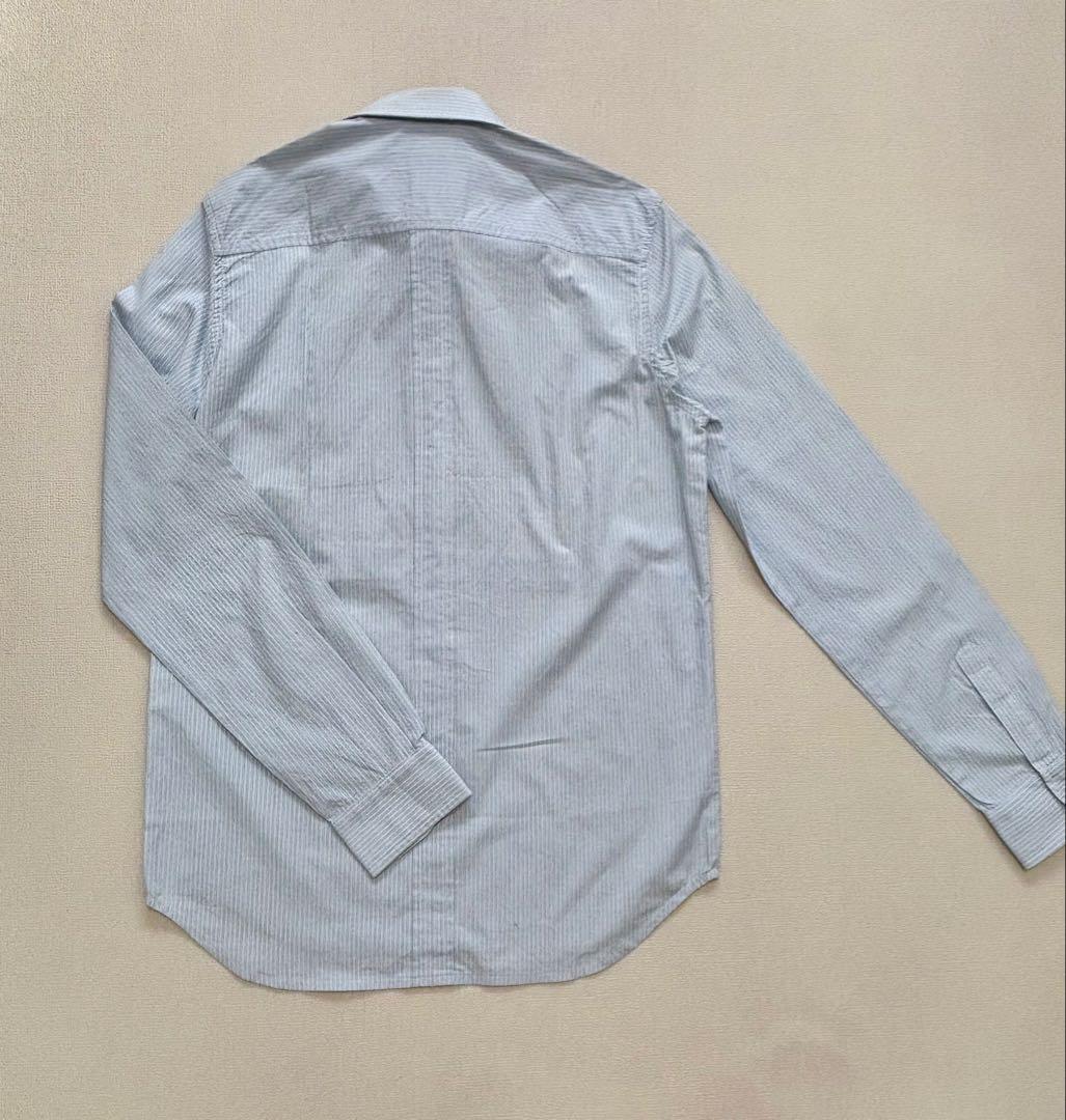 ストライプ 長袖シャツ フロントタック入り