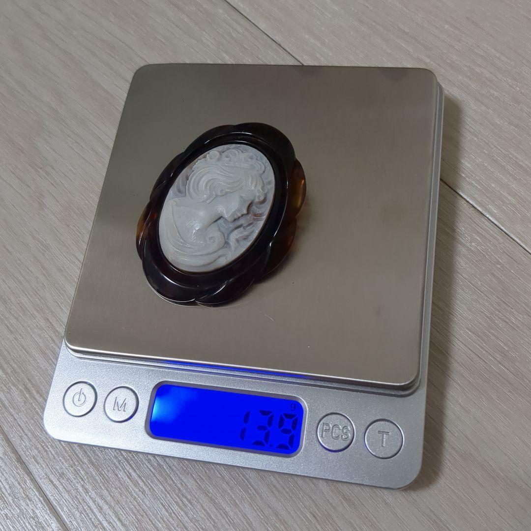 K18　べっ甲　カメオ　ブローチ　 ヴィンテージ