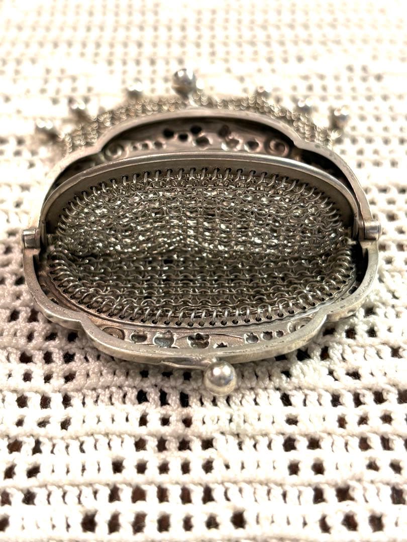 希少極美品　フランスアンティーク　鈴蘭　ミュゲ　パース　純銀　シャトレーン