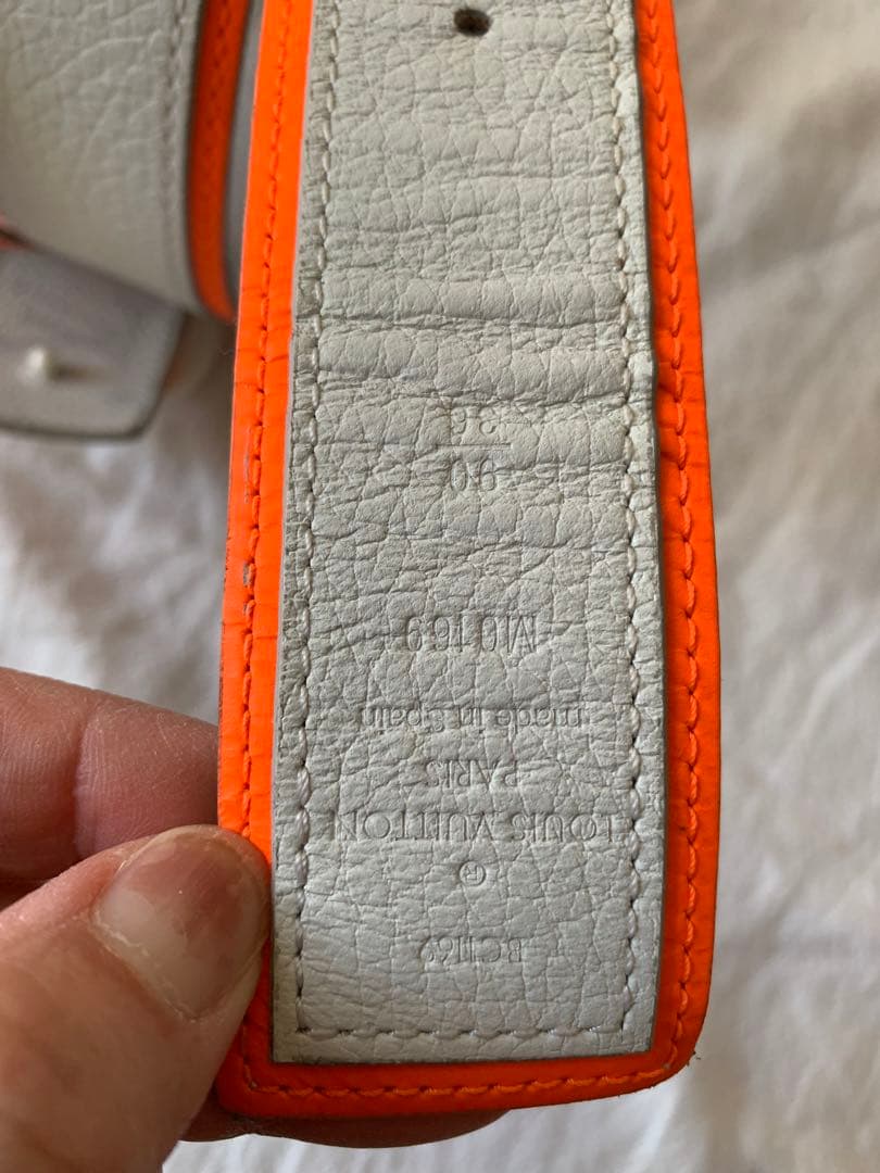 Louis Vuitton レザー ベルト グレー/オレンジ