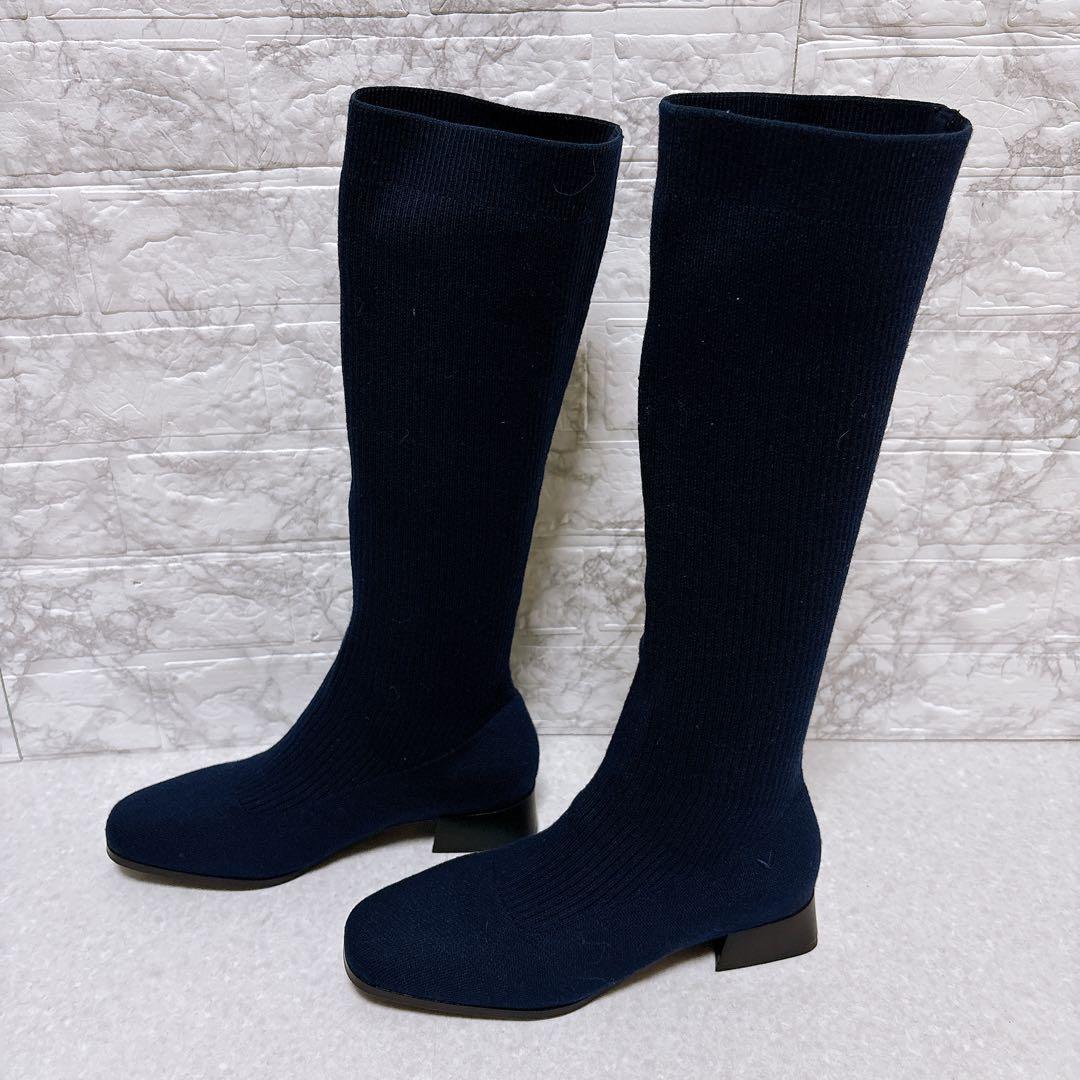 ⭐極美品⭐VIVAIA ビバイア ロングブーツ ミッドカーフ ネイビー 24.5