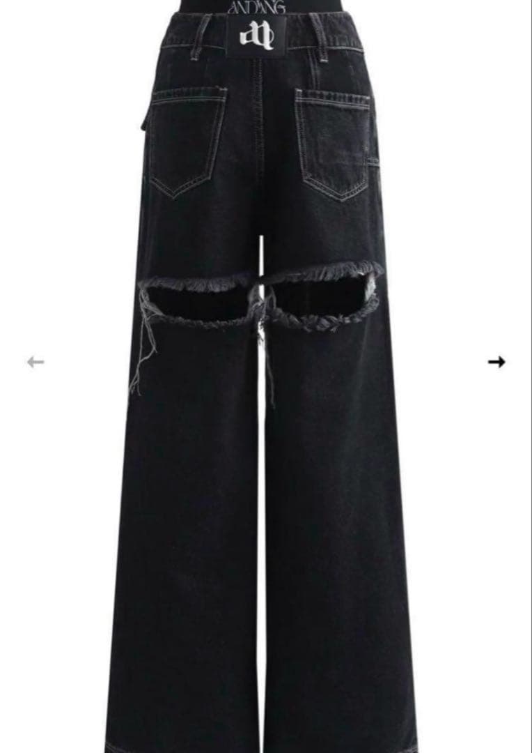 ANDWANG バックカットアウトデニムパンツ ブラック　【Mサイズ】