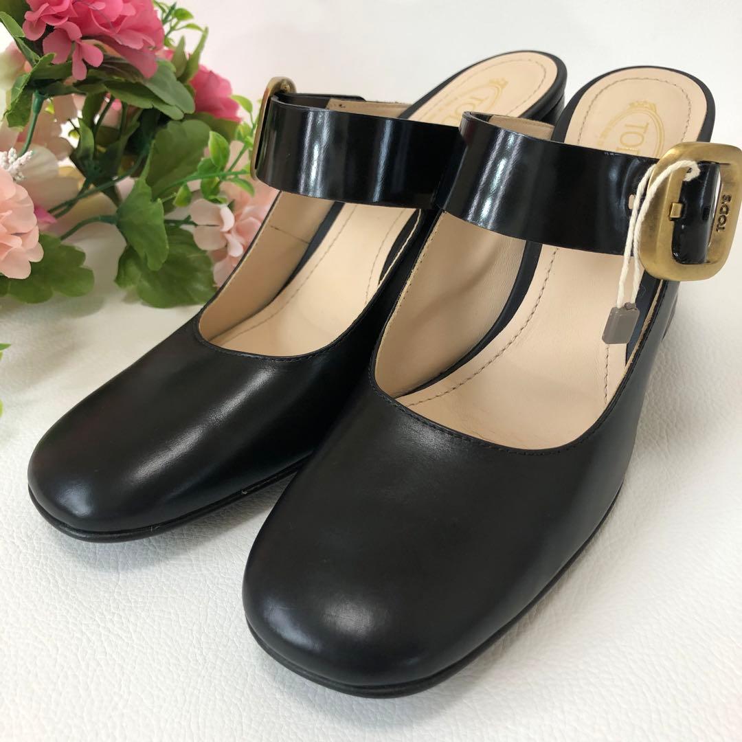 トッズ　ミュール　サンダル　ワンベルト　チャンキーヒール