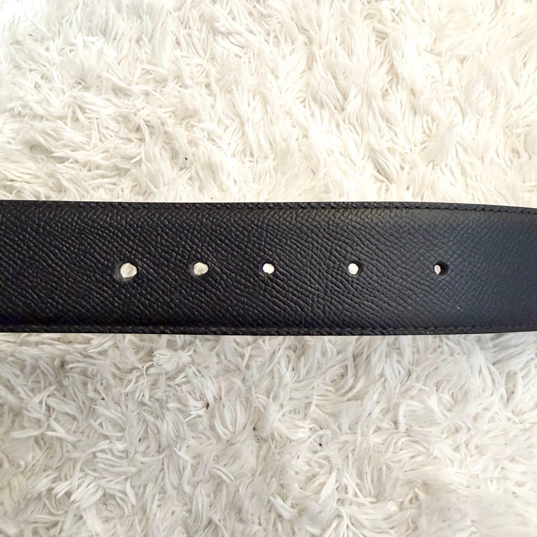 【美品】 ブルガリ ベルト ロゴマニア サークルロゴ シルバー金具 ブラック