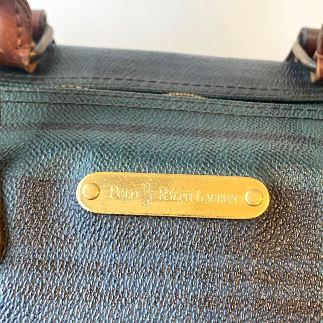POLO RALPH LAUREN チェック柄 ボストンバッグ 定番　レザー