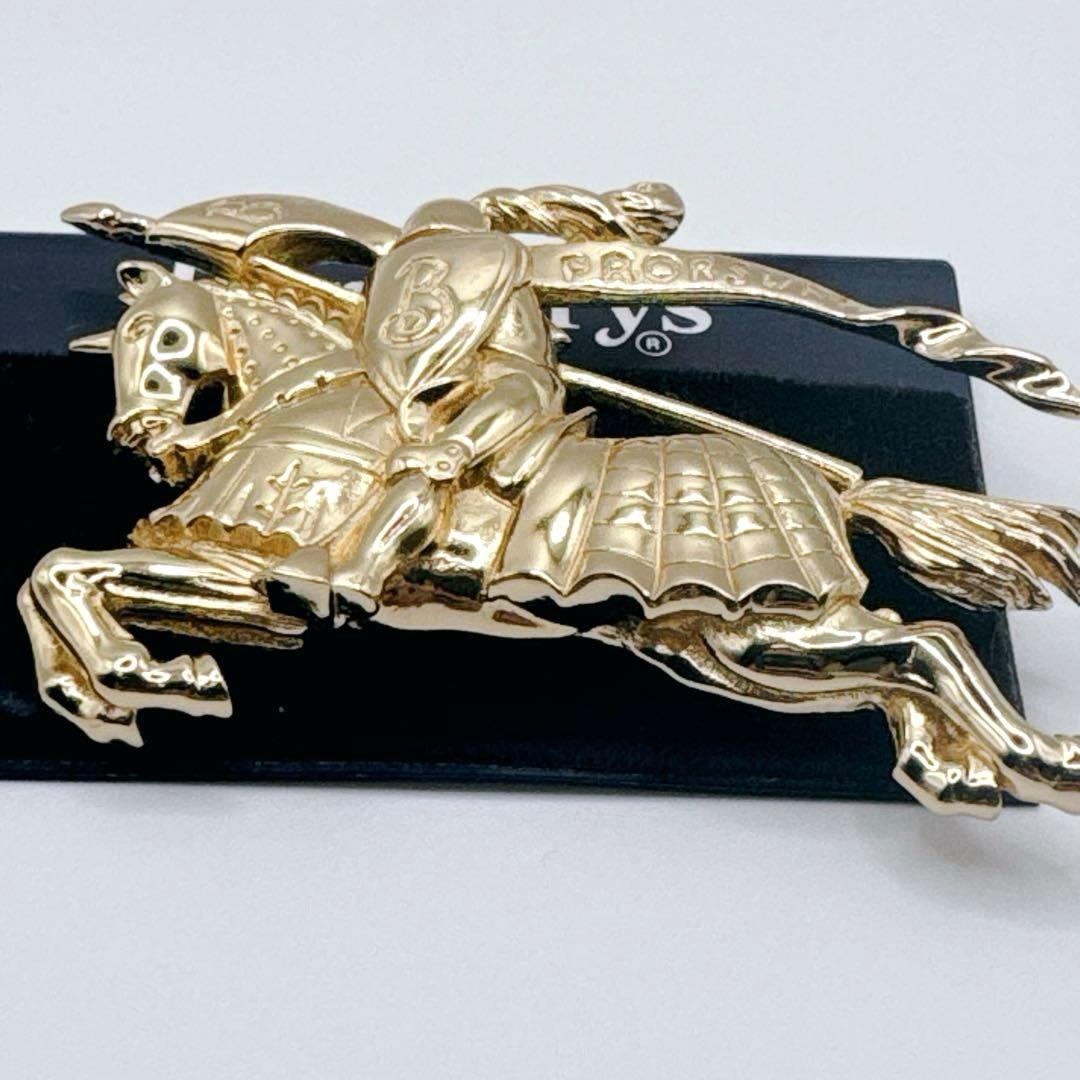 希少✨バーバリー ブローチ ゴールド ホースマーク 金 ピン ロゴ プローサム