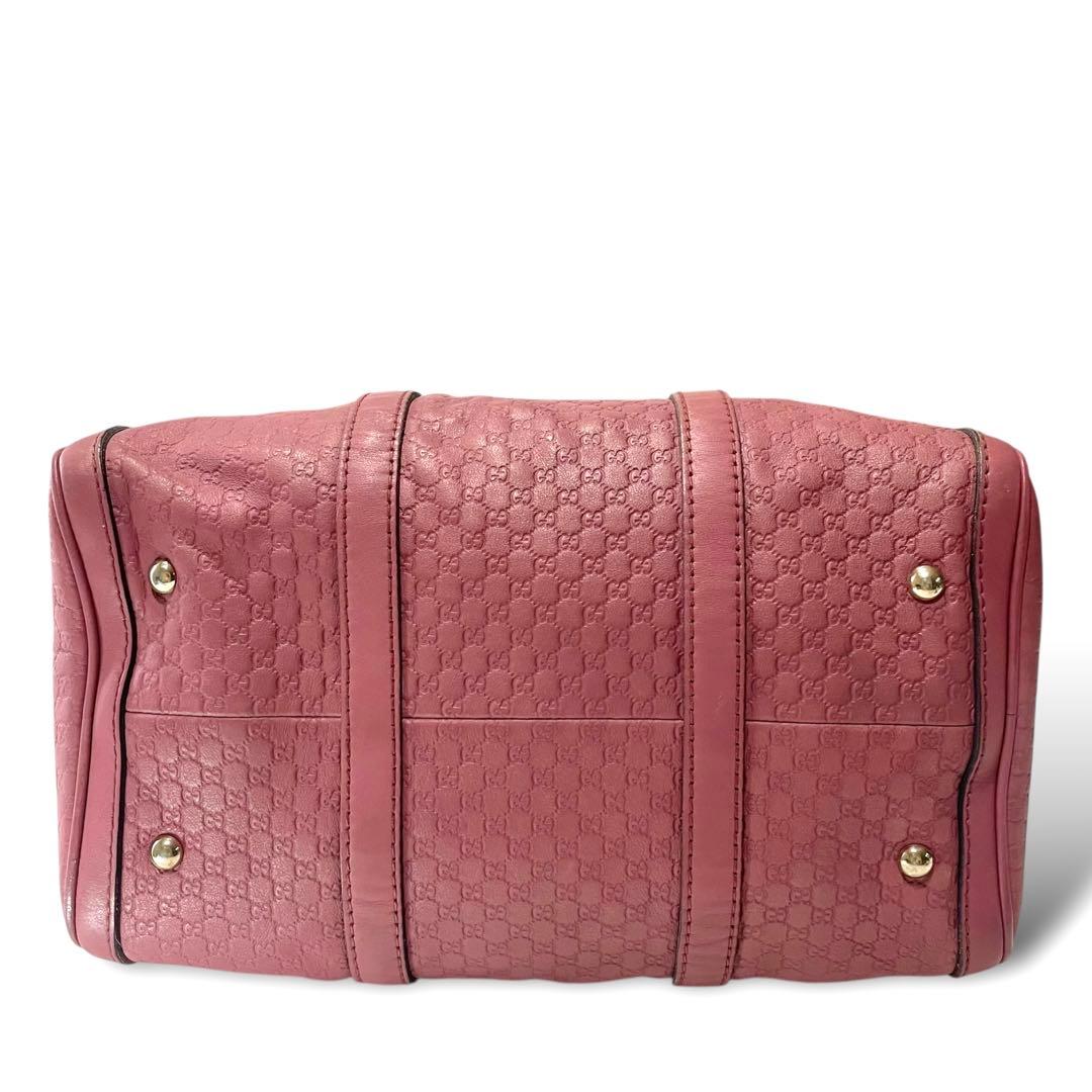 グッチ　GGシマ　レザー　ピンク　ボストンバッグ　ハンドバッグ