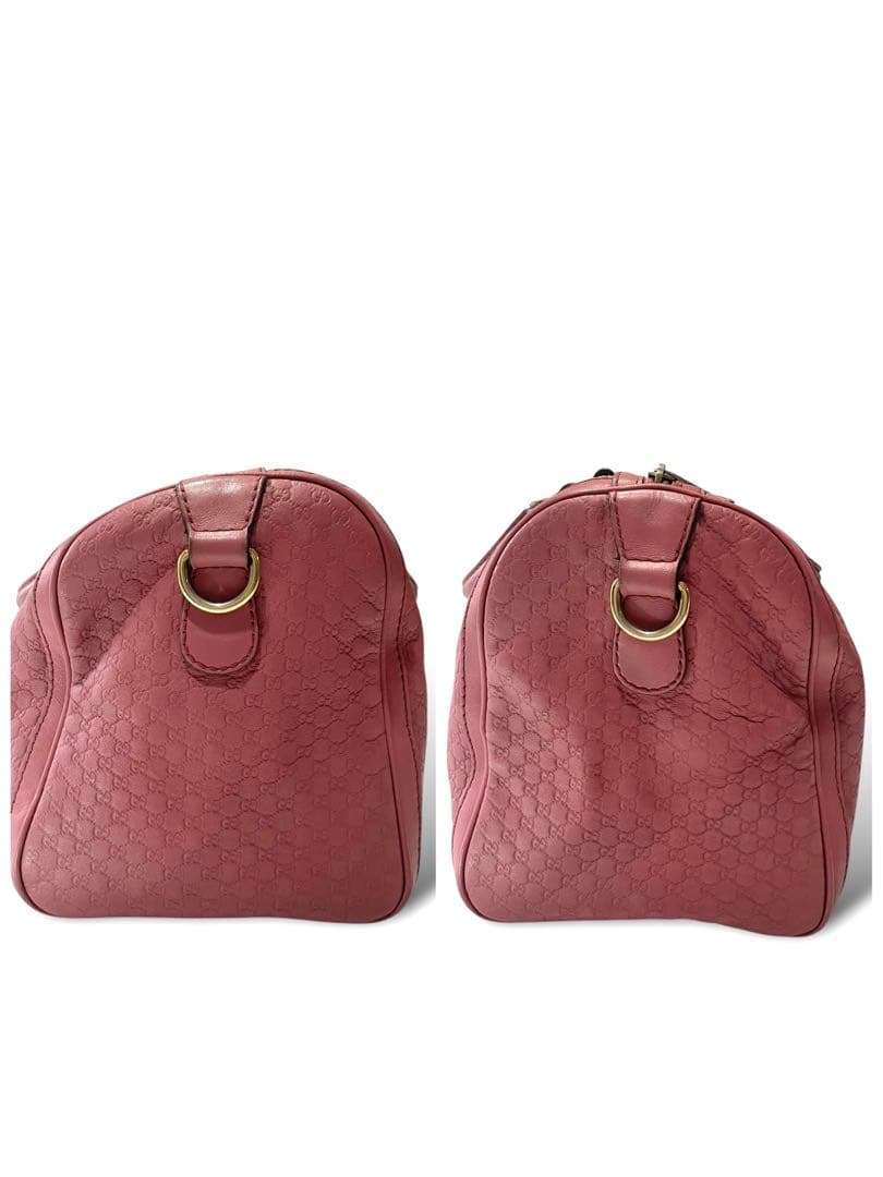 グッチ　GGシマ　レザー　ピンク　ボストンバッグ　ハンドバッグ