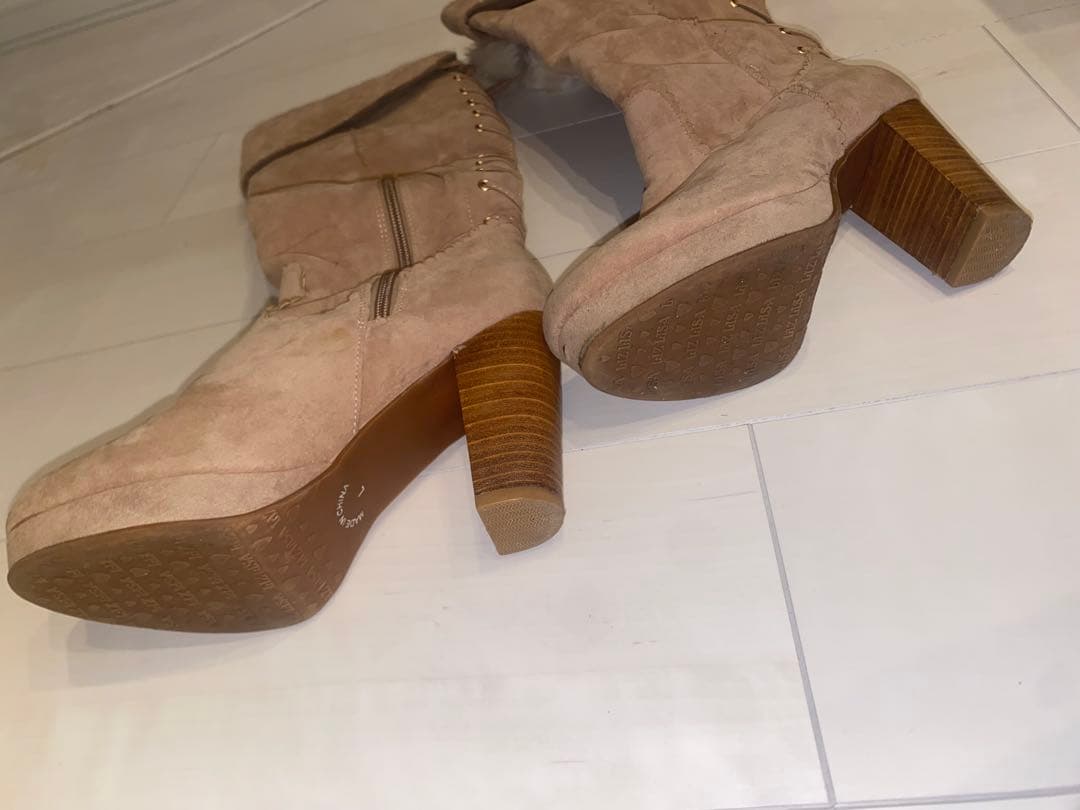 LIZLISA スエード キルティング ロングブーツ L