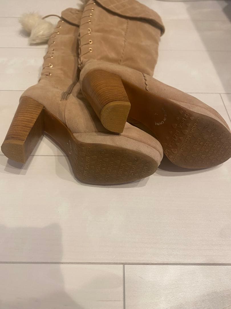 LIZLISA スエード キルティング ロングブーツ L