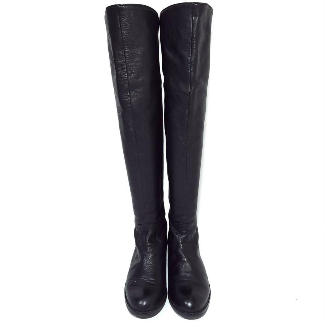 【らぶさん】ダイアナ　本革　ニーハイ　　ブーツ　シボ革　ブラック　日本製