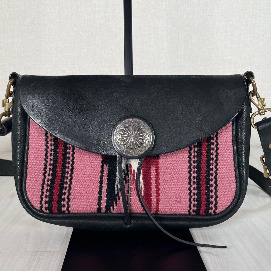 【未使用級】ラッキージョン　ラグショルダーバッグ　コンチョ　チマヨ柄　ウエスタン