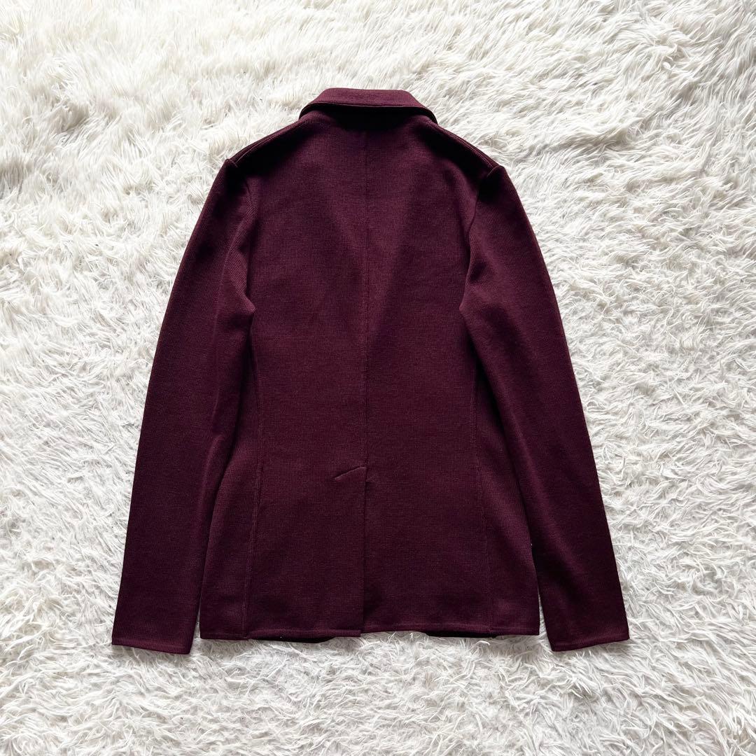 <美品>LARDINI ボルドー ウール ニット ジャケット サイズS相当