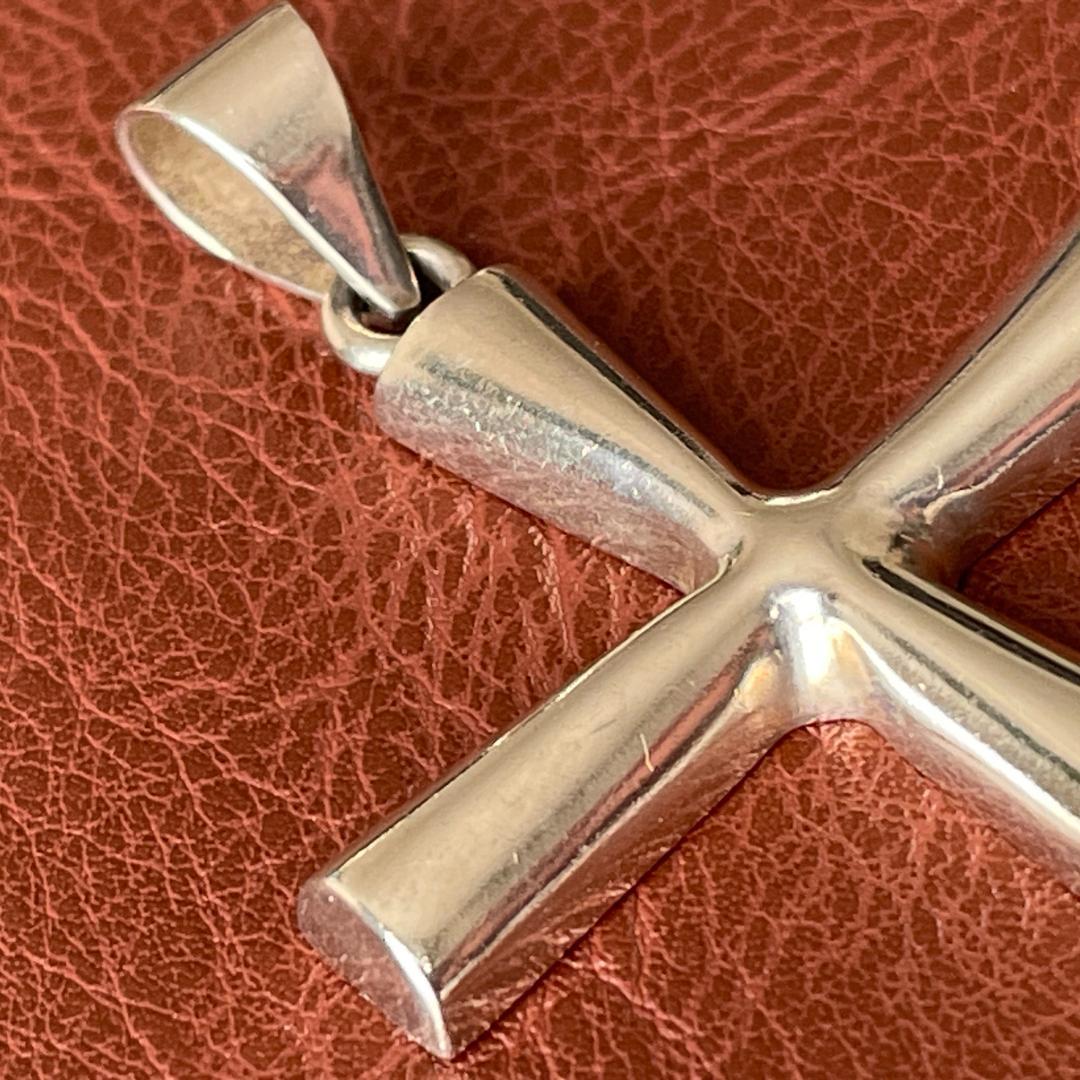 ビンテージ シルバー925 クロスネックレス メキシコ刻印 ペンダント重厚 希少