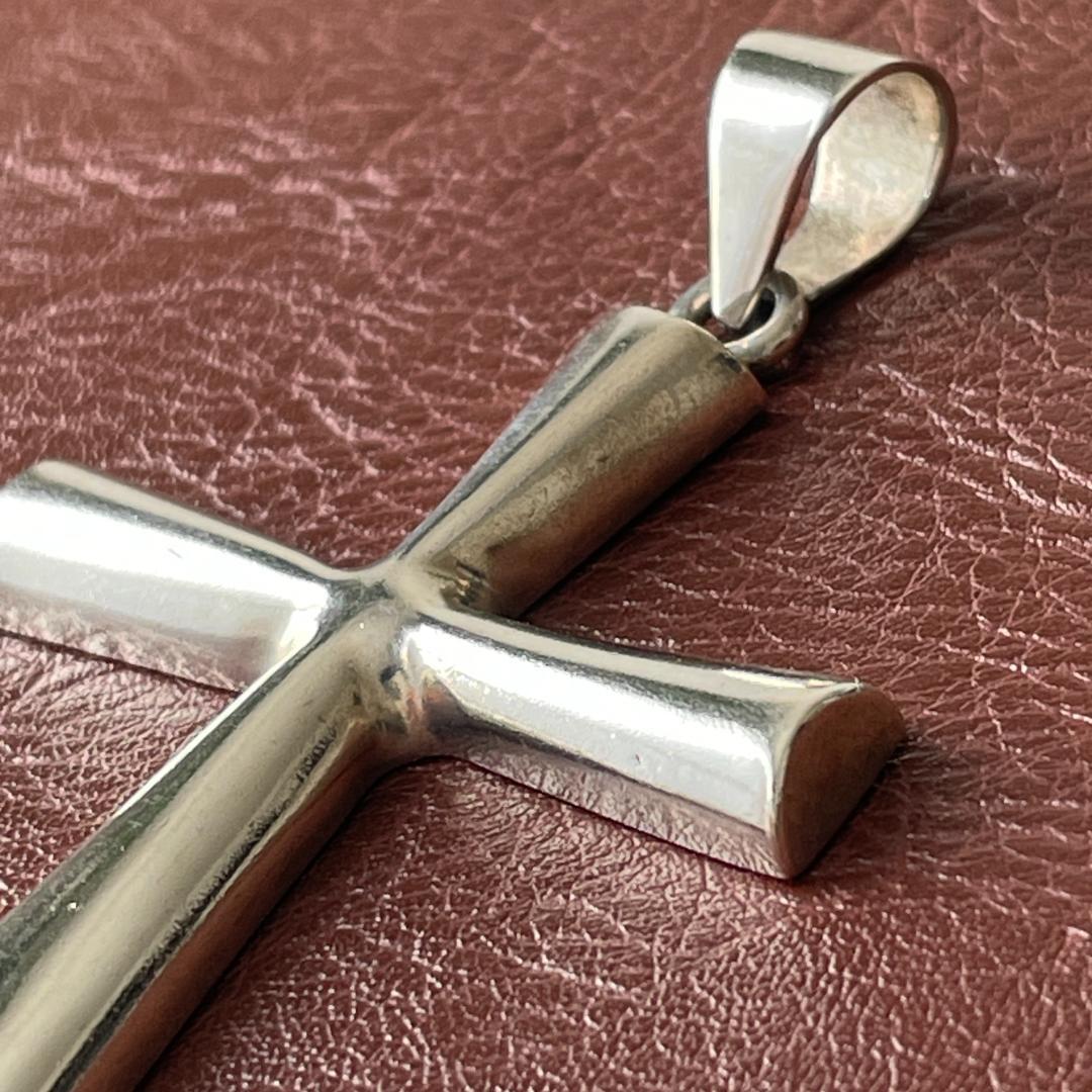 ビンテージ シルバー925 クロスネックレス メキシコ刻印 ペンダント重厚 希少