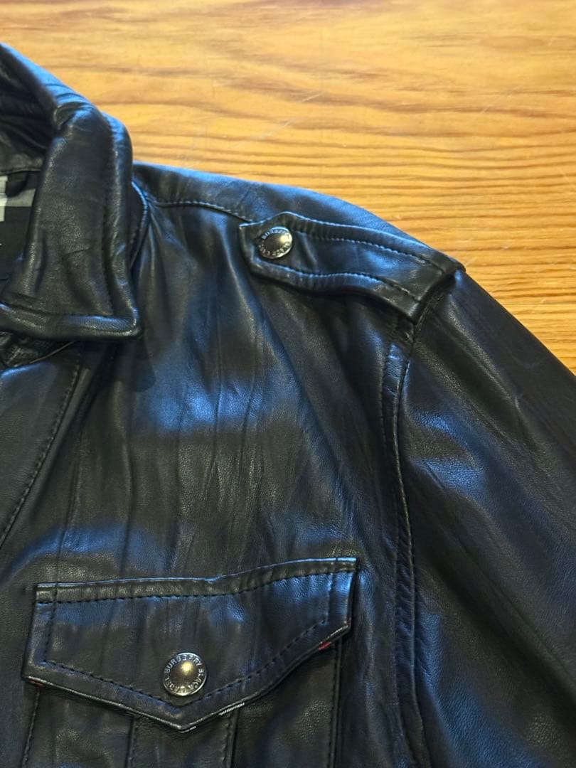 BURBERRY BLACK LABEL 羊皮レザーシャツ バーバリーブラック