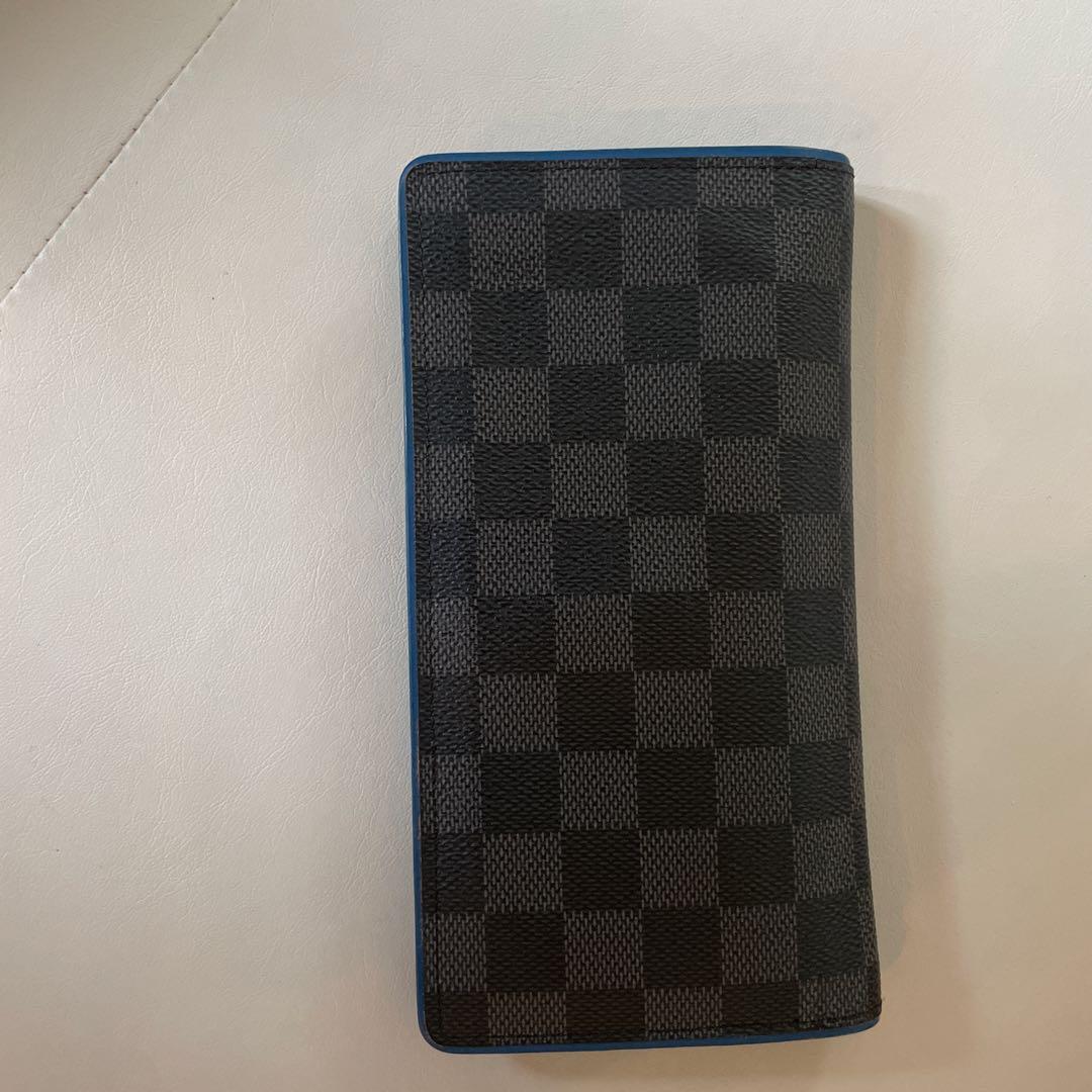 ダミエパターン ブラック ブルー 長財布