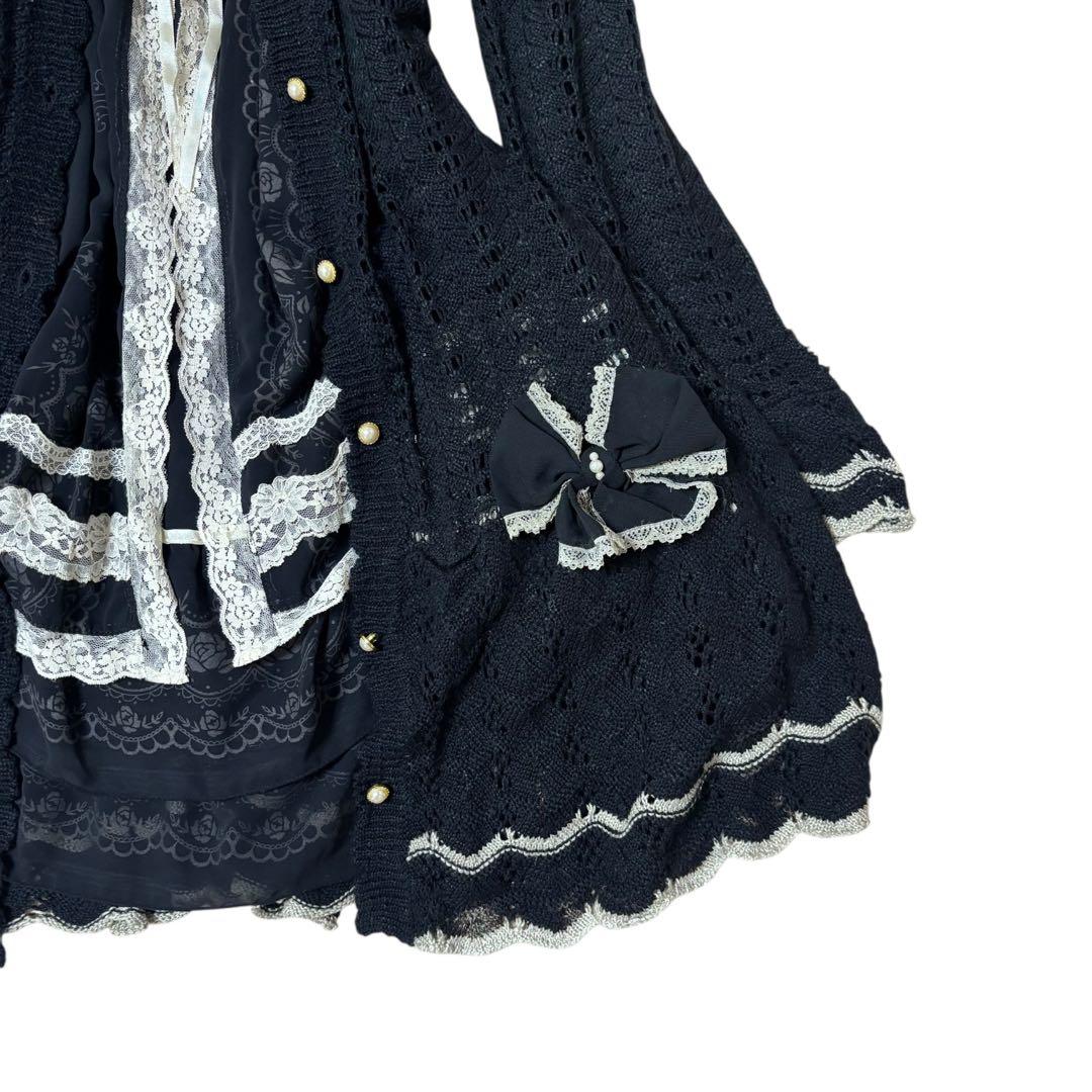 00's axes femme ニットカーディガン リボン 透かし編み