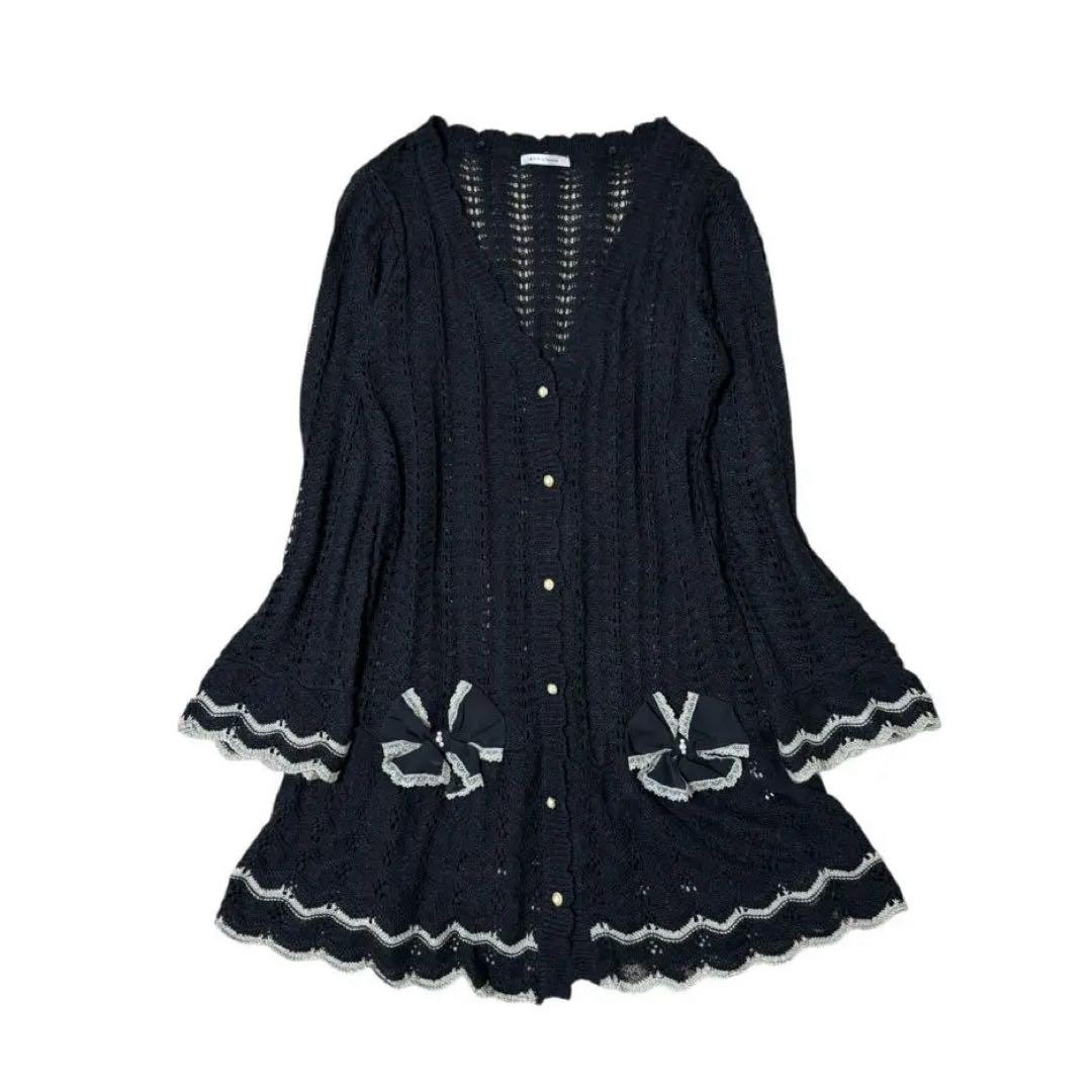 00's axes femme ニットカーディガン リボン 透かし編み
