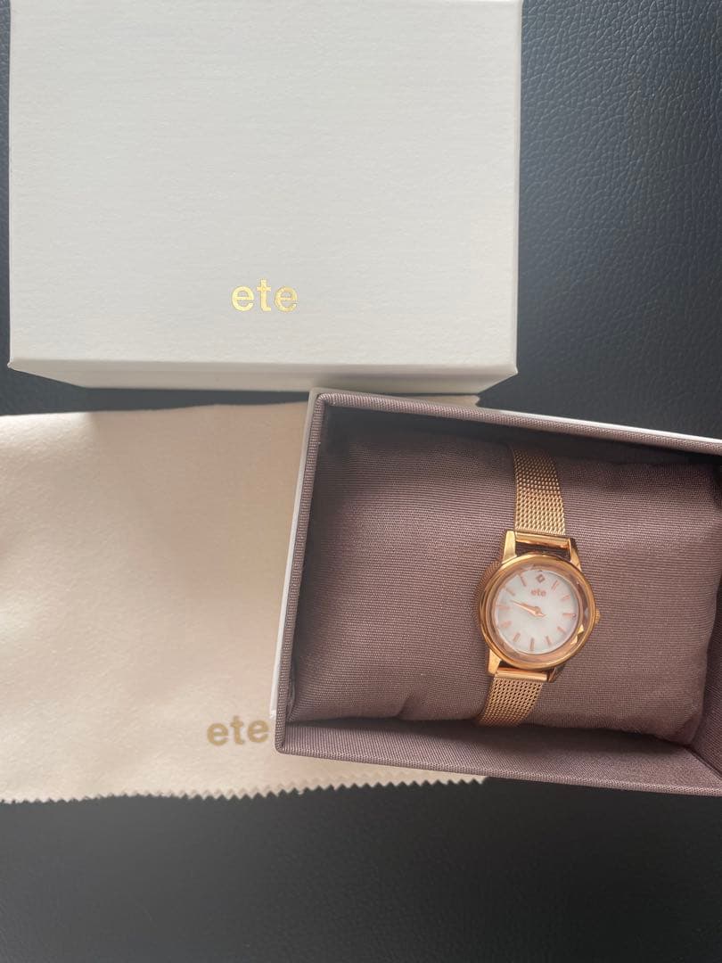 【美品】ete ソーラー ウォッチ メッシュベルト 腕時計 ピンクゴールド
