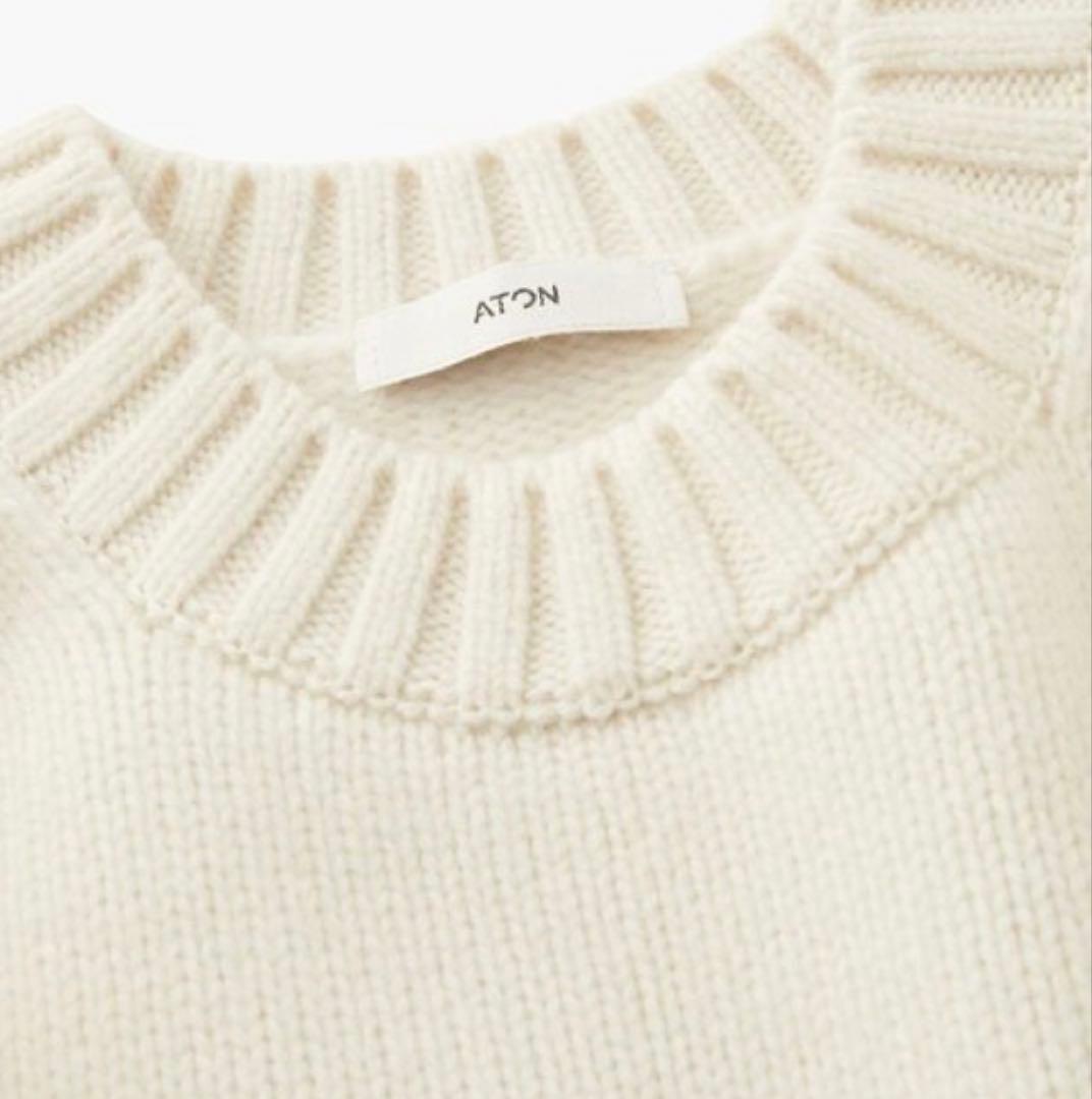 美品！ATON COOMA LAMBS WOOL | クルーネックセーターオフ白
