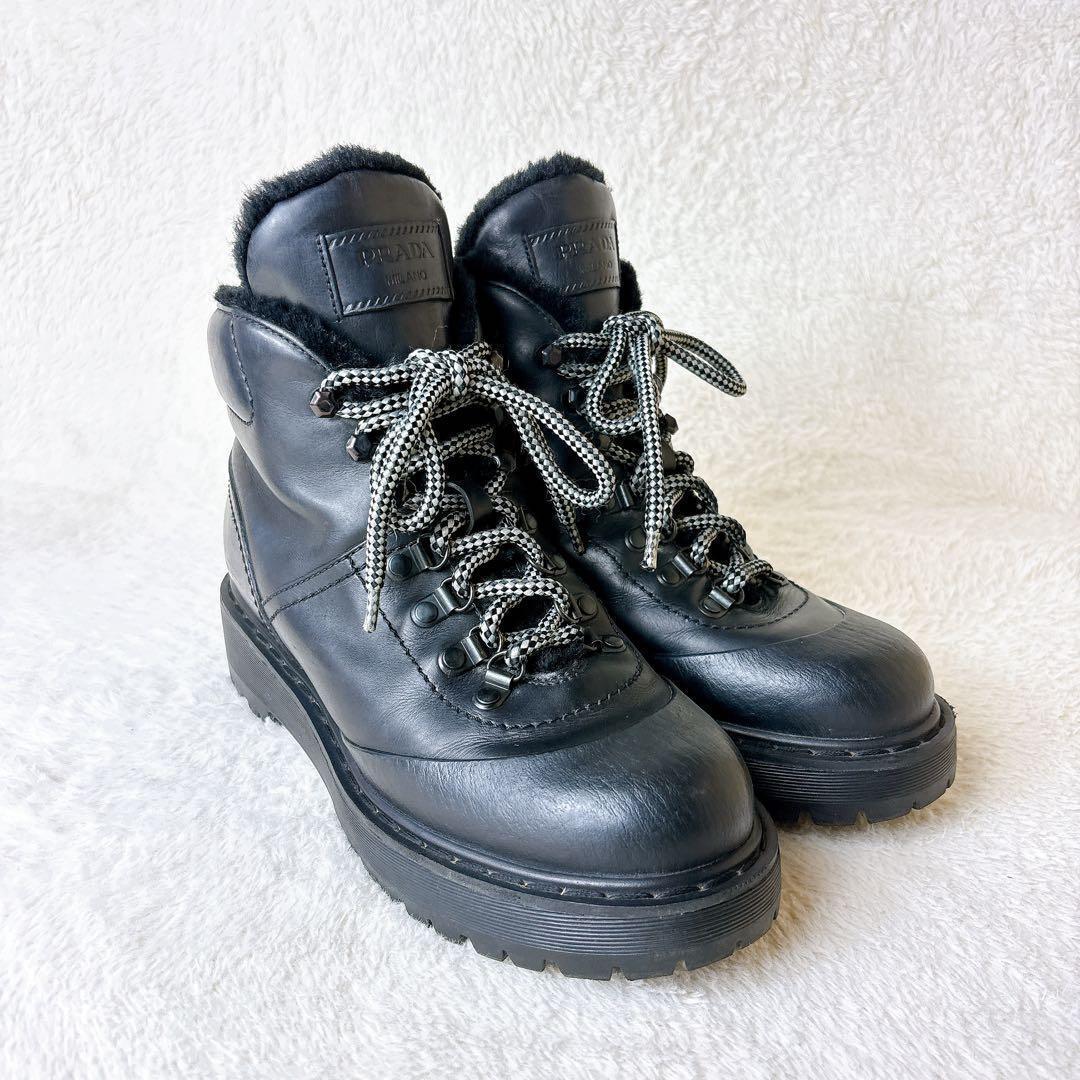PRADA プラダ 厚底 トレッキングブーツ ボア 38 プラダスポーツ