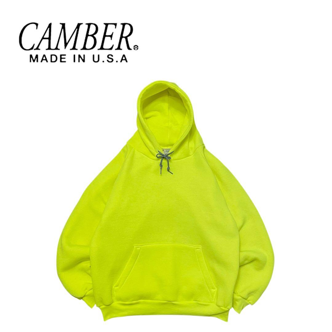 【美品】CAMBER キャンバー USA製 裏サーマル スウェットパーカー 蛍光